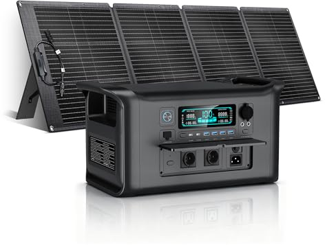 CTOLITY Estación de Energía Portátil 1024Wh con Panel Solar 200W, Batería LiFePO4 1800W, Carga Rápida CA/Solar 0-80% en 1.5h, ideal para Camping, Autocaravanas Cortes de Energía Viajes Acampada