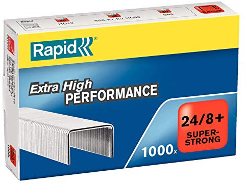 Rapid Heftklammern (24/8 mm Super Strong, verzinkt) 1000 Stück