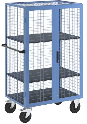 eurokraft pro | Etagenwagen | Doppelflügeltür, 2 Etagenböden, lichtblau