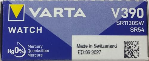 VARTA 390 SR1130SW, lot de 10 piles bouton V390