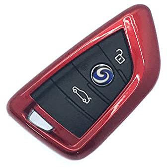 Hartschalen-Schutzhülle für intelligente 3-, 4-Tasten-BMW-2er-Serie X1, X5, X6, F15, F22, F45, F46, 7er-Serie 2016, 2017, Hochglanz, Rot