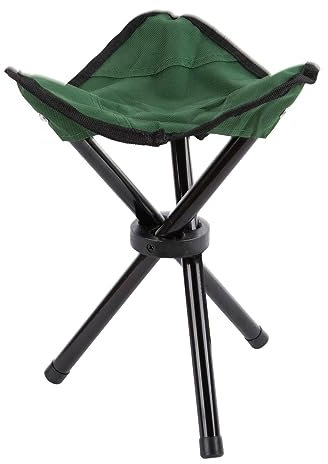 1x Green Folding Canvas Camping Stool - Adults Lightweight Folding Portable Outdoor Garden Beach Picnic Fishing Festival Camp Chairs - By Redwood