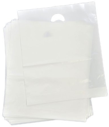 30 Clear Heavy Duty Patch Handle Plastic Carrier Bags 15 x 18 x 3