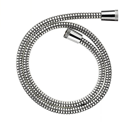 Croydex® Essentials Reinforced PVC Shower Hose Pipe Universal Connectors for Home Bathroom Kitchen Bath Tub Size 1.25m Chrome