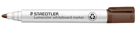 STAEDTLER Whiteboard Marker Lumocolor, braun, trocken und rückstandsfrei abwischbar, Rundspitze ca. 2 mm Linienbreite, hohe Qualität Made in Germany, 10 braune Marker, 351-7