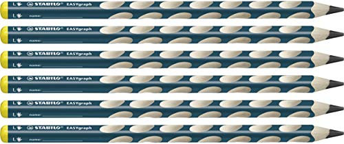 STABILO - Ergonomischer Dreikant-Bleistift für Linkshänder - EASYgraph in petrol - 6er Pack - Härtegrad B