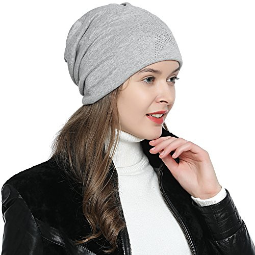 DonDon Mütze Damen Wintermütze Slouch Beanie gefüttert mit Stern Print