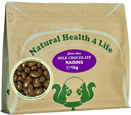 Natural Health 4 Life Carol Anne Milk Chocolate Raisins 1kg - 4.8g Protein/100g, Gluten Free, Ideal for Parties, Baking & Events, UK Made (1 Pouch)
