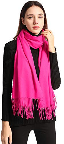 EASE LEAP Pashmina Shawl Women Winter Scarf Warm Wrap Wedding Men Ladies Scarves 200 * 70cm (Rose)