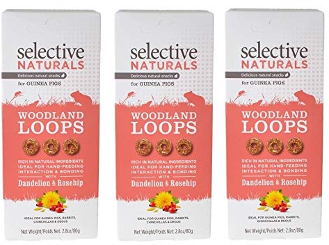Supreme Petfoods 3 Pack of Selective Naturals Woodland Loops Guinea Pig Treats, 2.8 Ounces each, with Dandelion and Rosehip