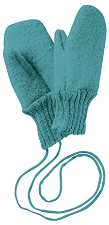 Disana WALK-HANDSCHUHE Baby & Kinder - 100% Bio-Merino, Wollwalk – wetterfest & super warm - unisex in 3 Größen - nachhaltig & fair – mit Strickkordel verbunden - made in Germany | Lagoon Gr. 1
