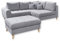 ALICE Ecksofa mit Hocker, Stoffbezug Hellgrau - Moderne Eckcouch mit Kissen & Massivholz Füßen - 249 x 94 x 175 cm (B/H/T)