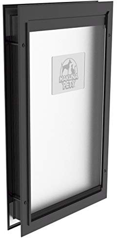 Hakuna Pets Deluxe Hunde- und Katzentür aus Aluminium, extra groß, mit Verriegelung, für Bildschirme, Türen und Wände bis zu 7 cm Dicke, für Haustiere bis zu 100 kg, Schwarz