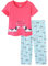 CHUNG Women Pyjamas Set Ladies Short Sleeve Tops Shirt Cropped Pants Capri Length Bright Color, Blue Dog L