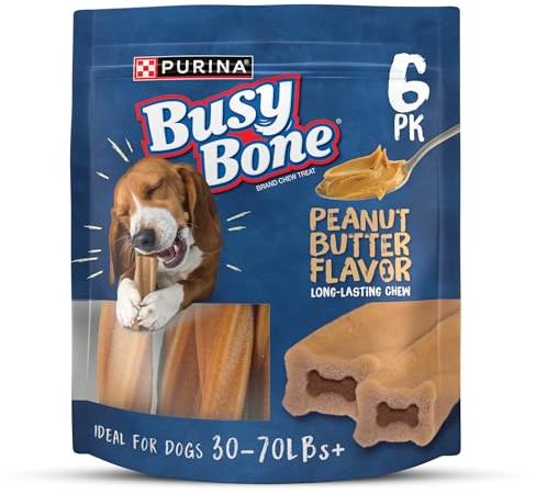Purina Busy Bone Large Dog Chew Treats, Peanut Butter Flavor, 6 ct Pouch