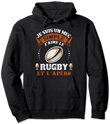 J'aime Le Rugby et L'apéro Idée Originale Rugbyman Humour Sweat à Capuche