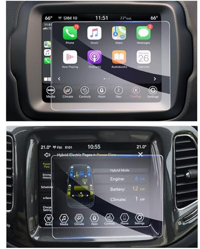 GAFAT Compatibile con Jeep Renegade 2018-2024/ Compass 2017-2020 8,4 Navigazione Pellicola Protettiva, 8,4 pollici Pellicola Vetro Temperato per Uconnect HD Trasparente GPS Navi, 9H Anti-Graffio