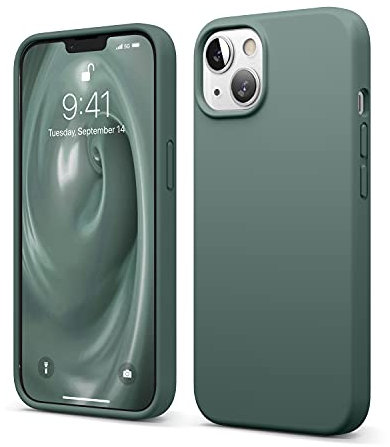 elago Cover Silicone Liquido Compatibile con iPhone 13 Case (6.1), Silicone Premium, Protezione Completa - Antiurto a 3 Strati, Custodia in Morbida Microfibra Antigraffio (Verde Notte)