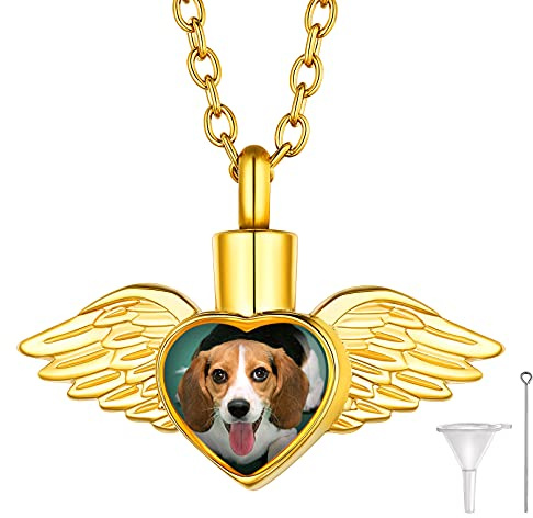 Custom4U Collana Urna a Forma Cuore Albero della Vita per Ceneri Cane Gatto Ciondolo Porta Ceneri Nome/Foto Personalizzata in 316L Acciaio inossidabile Impermeabile