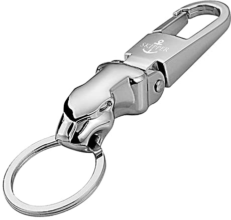 Skipper Jaguar Schlüsselanhänger Karabiner 1 Ring Silber/Schwarz 8872