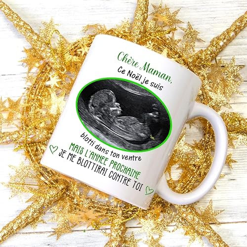 Mug Noël personnalisé échographie - Annonce grossesse originale - Cadeau - Future maman