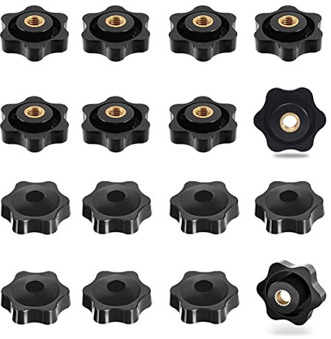 HONGECB 14 Pezzi Impugnatura a Stella, m8 Manopola Di Serraggio,Stella Dadi Di Manopola, Manopola Stella Nero Vite, Filettatura Femmina Manopole Per Macchine Utensili, Foro Passante.