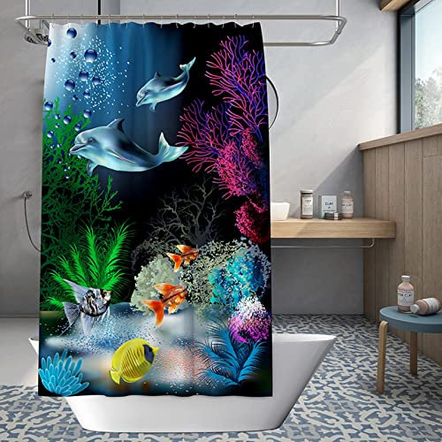 Musihy Duschvorhang 120X200, Duschrollo für Badewanne Farbig Ozean-Hai Duschrollo Motiv Duschvorhang Extra Lang