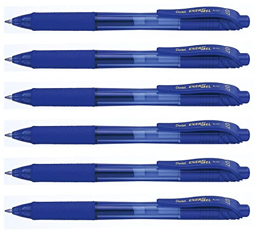 Pentel EnerGel BL107 Gelschreiber, Metallspitze, 0,7 cm, Blau, 6 Stück