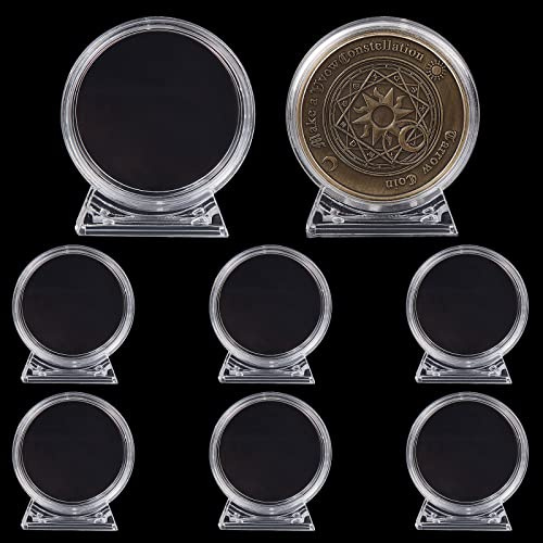 WEBEEDY 8 Stück Acryl Münzkapseln für Münze Weniger als 40mm Durchmesser | acryl münzen display ständer;acryl münzenhalter mit sockel;runde münze display stand;coins holder;transparenter münzhalter