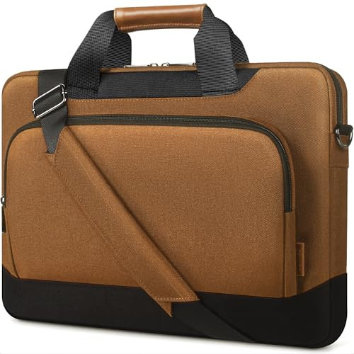 DOMISO 17-17,3 Pouces Sacoche de Protection Ordinateur Portable Imperméable Sac à Bandoulière Antichoc Compatible avec 17.3 HP Pavilion 17 / MSI/Dell/Lenovo/Acer/ASUS,Marron
