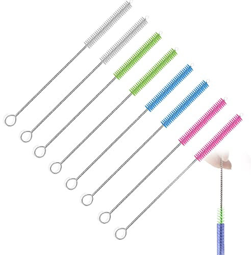 Straw Brushes, Cepillo Limpia Pajitas Limpieza Cepillos, 8 Pajitas de 4 Colores para Limpiar Cepillo, 20cm/7,8Pulgadas para Limpiar la Pajita Acero Inoxidable para Beber, Cepillo Tapa Taza de Cepillo