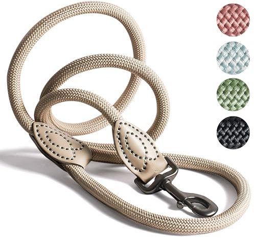 ne&no Tauleine 1.7m (leicht dehnbar) für mittelgroße bis ganz große Hunde I Trainingsleine I Hundeleine robust I Führleine rund, geflochten I Seil Leine Hund I Cityleine I Dog Leash Taupe, 170 cm