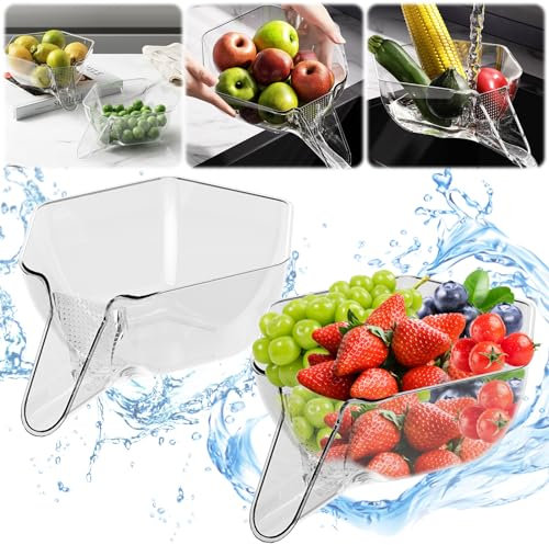 2 Cesto di Scarico Scolapasta da Cucina, Filtro per Lavello Da Cucina, Imbuto per Cestello di Drenaggio, Cestello di scarico multifunzionale per Scolare la Pasta e Lavare Frutta e Verdura