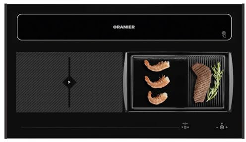 Oranier Kochfeld 90 cm Induktion KFL 2094 Kochfeldabzug - Flächen-Induktionskochfeld Abluft-Umluft Grillplatte halb-gerillt & schwarzen Seitenleisten