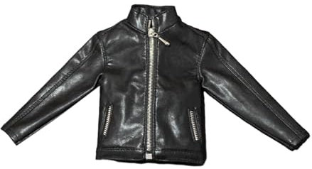 EHJRE 1/6 PU Lederjacke, Miniatur Soldaten Kostüm, Stilvolle Retro Verkleidung für 12 Zoll Puppen, Soldatenfigur, Zubehör Kostüm, Schwarz