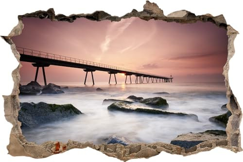 HUBDECO Selbstklebende Küchentapete Tapete - Fototapete Aufkleber mit 3D-Locheffekt - ohne Lichtreflexe - auf Fliesen, Plexi, Möbeln, Schränken, Spiegeln - 90x135cm Barcelona Meer