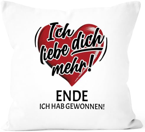 MoonWorks® Kissen-Bezug Geschenk Valentinstag Lustig Partner Mann Frau Freund Freundin Ich Liebe Dich mehr Ende Weiss Standard