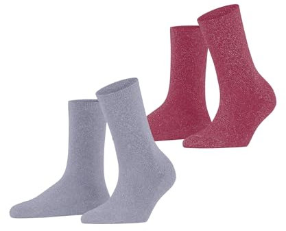 ESPRIT Damen Socken Shimmer Multipack W So Baumwolle gemustert 2 Paar, Mehrfarbig Lila Pink 0010, 39-42