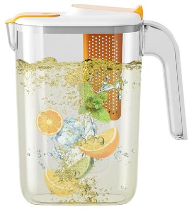 Large Water Pitcher with Removable Fruit Infuser | BPA-Fre_e & Leakproof | Fridge Door Jug | 2.6L Capacity