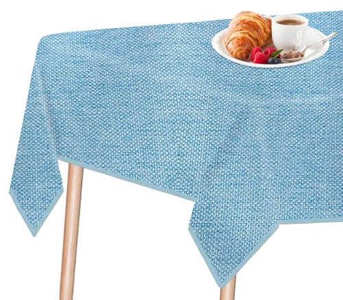 LeapBeast Leinenoptik Tischdecke,Wasserabweisend Tischtuch,Abwaschbar Tischwäsche,Garten-Tischdecke Outdoor,Tischtuch Esstisch,Fleckschutz,für Wohnzimmer,Esszimmer, Balkon (Blau, 100x140cm)