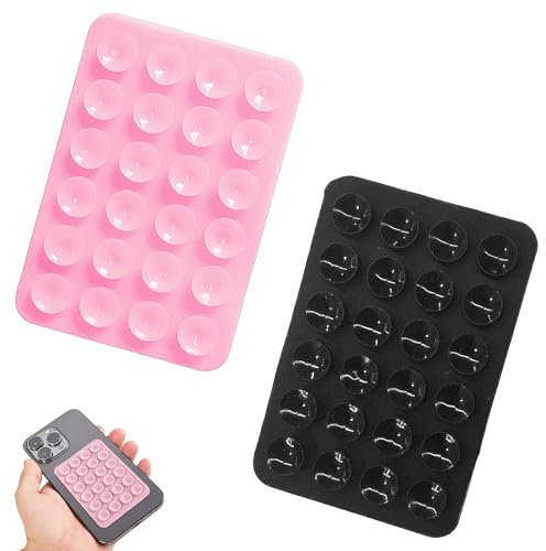 2 Stück Saugnapf Handyhülle, Handy Saugnapf Halterung, Handy Halterung Saugnapf, Extra Starke Silikon-Saugnapfhülle, Silikon Handyhalterung, Für Selfies Und Videos (Rosa Und Schwarz)