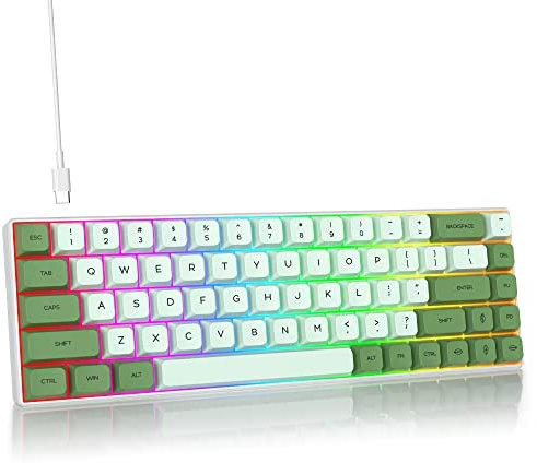 SbocKeeb Gaming Tastatur Mechanische 60 Prozent, Mini RGB Tastatur 65 Prozent Amerïka QWERTY, 68 Tasten Kabelgebundene Tastatur Hintergrundbeleuchtung für PC Gamer(GT68-RGB Matcha )