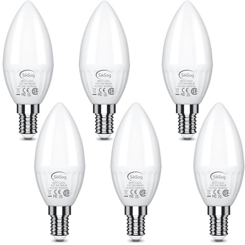 SikSog E14 LED Kerzen Lampe Warmweiss 5W,ersetzt 40W Birne 560 Lumen,E14 Glühbirne Kerzenform Warmweiß 2700K für Schlafzimmer Wohnzimmer Atmosphäre Licht, nicht Dimmbar, 6er Pack