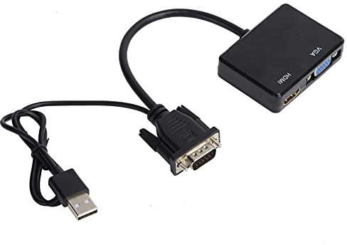 TIKATARER Adattatore da VGA a HDMI, Interfaccia Multimediale Ad Alta Definizione da VGA a VGA Cavo da VGA a HDMI Convertitore Splitter per Cavo da HDMI a VGA Supporto Adattatore Doppio