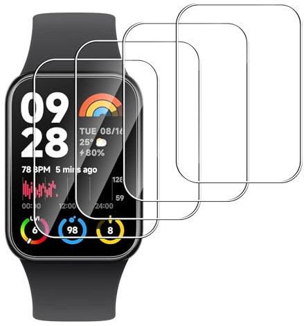Dlxiks Protector de Pantalla para Xiaomi Smart Band 8 Pro, Cristal templado Antiarañazos,Dureza 9H, fácil instalación, Sin Burbujas, Antiarañazos, HD Transparente, 4 Unidades