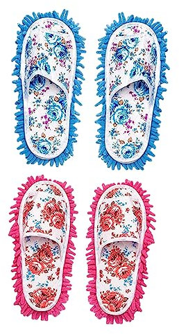 HOMOCONO 2pares Zapatillas para Fregar De Microfibra Reutilizables De Pantuflas De Limpieza para Pisos Pantuflas para Fregar Casa