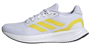 adidas Women's RUNFALCON 5 Running Shoes, Cloud White/Yellow/Core Black, 5 UK