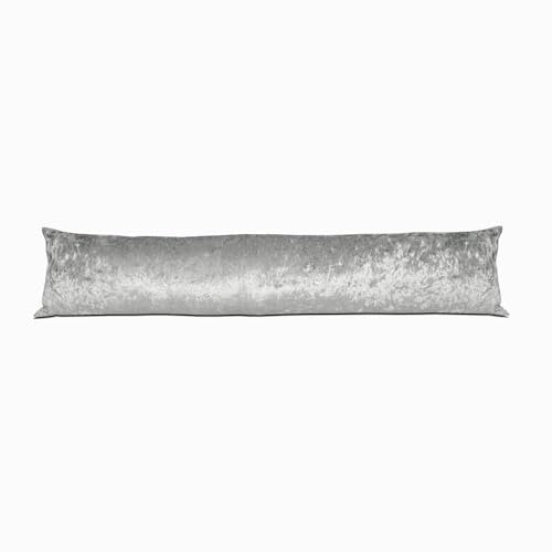 Door Draught Excluder Luxury Crushed Velvet Cushion Perfect For Home Retaining Heat in Colder Winter 85cm x 20cm Wind Stopper Pillow Window Doors Draft Excluder (Silver, 85x20x10cm (Approx.))