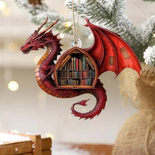 Weihnachts Deko Anhänger, 2D Acryl Weihnachts Drachen Ornament Drache Anhänger Weihnachten Weihnachts Drachen Acryl FlachautoBehang Weihnachtsbaum Ornament