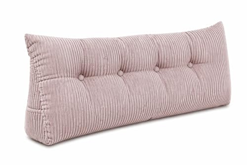 chilly pilley® Stützkissen Cord Rückenkissen Lesekissen Bettkissen Wandkissen Keilkissen Bettstützkissen viele Farben, 140x50x20 (Hellrosa)
